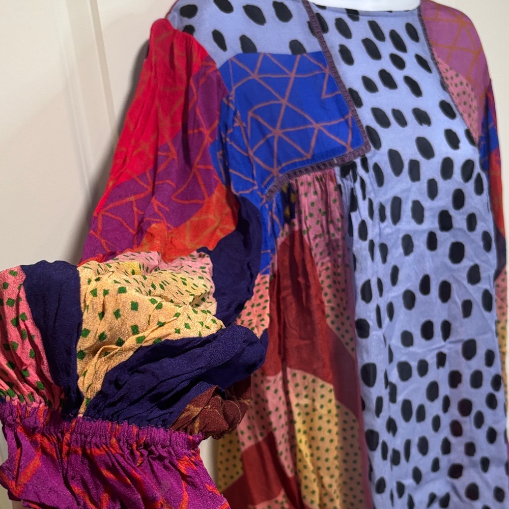 Colorful Polka Dot Patchwork Blouse - image 4